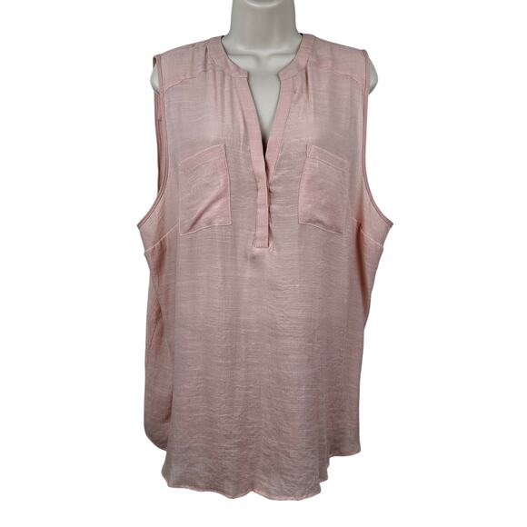 NEW Torrid Harper Blouse Top Blush Slub Sleeveless Pullover Semi Sheer Size 1X - Picture 3 of 12